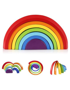 Bloques de Rompecabezas de Madera Coogam - Arcoíris 7 Piezas