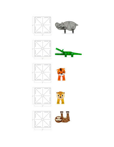 Set de Construcción Magnético MAGNA-TILES Animales Selva 25 Piezas