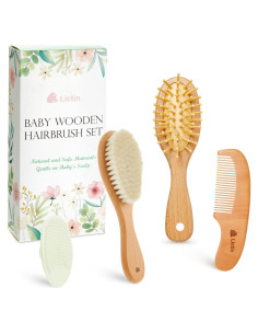Juego de Cepillo y Peine Natural Lictin 4 Piezas Bebé