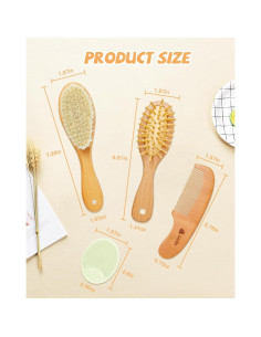 Juego de Cepillo y Peine Natural Lictin 4 Piezas Bebé 2
