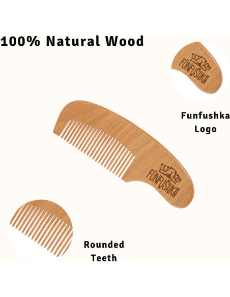 Juego de Cepillos y Peine para Bebés Funfushka - Madera de Haya