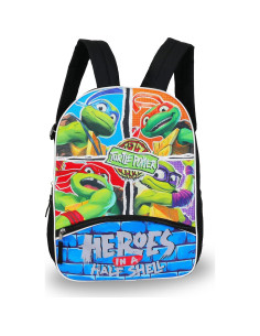 Mochila Escolar TMNT Fast Forward 38 cm + Botella y Stickers 2