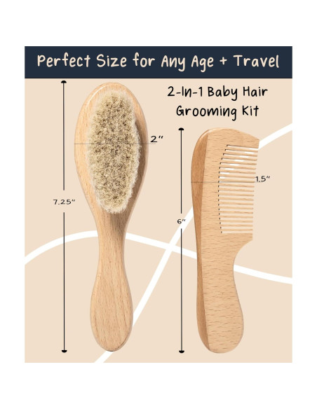 Juego de Cepillo y Peine para Bebés Worthies - Madera y Cerda de Cabra