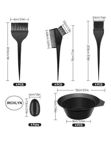 Kit de Tinte de Cabello IRCHLYN 78 Piezas con Brochas y Tazones