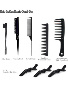 Juego de Peines y Cepillos NEWAY US para Estilizar Cabello 8 PCS 2