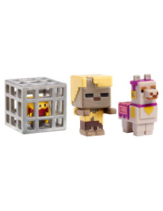Paquete de 3 Mini Figuras Minecraft Mattel - Esqueleto, Golem y Jockey