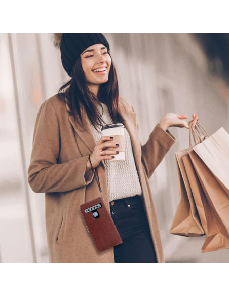 Funda de Cuero Asuwish para TCL 10L y 10 Lite con Soporte