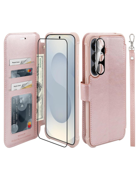 Funda billetera VANAVAGY para Samsung S25 6.2" Oro Rosa
