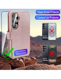 Funda billetera VANAVAGY para Samsung S25 6.2" Oro Rosa 2