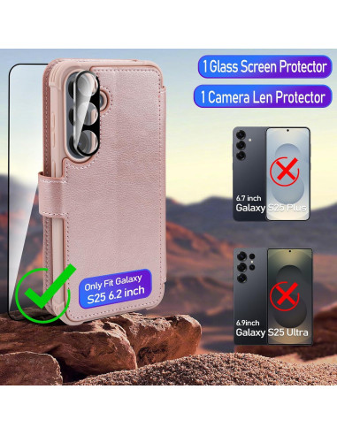 Funda billetera VANAVAGY para Samsung S25 6.2" Oro Rosa