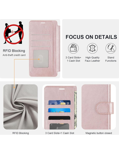 Funda billetera VANAVAGY para Samsung S25 6.2" Oro Rosa