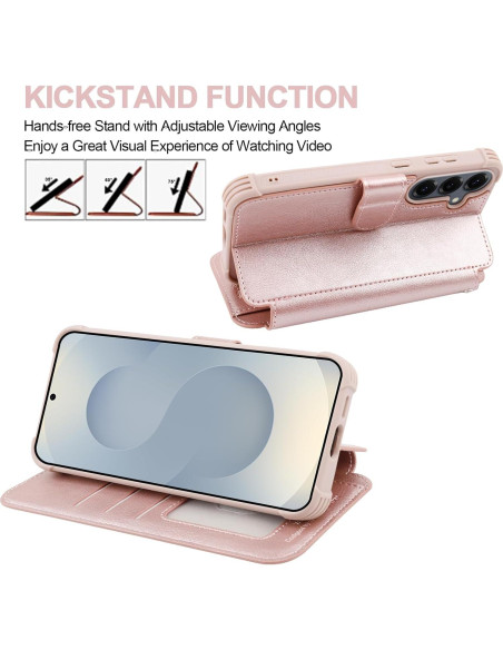 Funda billetera VANAVAGY para Samsung S25 6.2" Oro Rosa