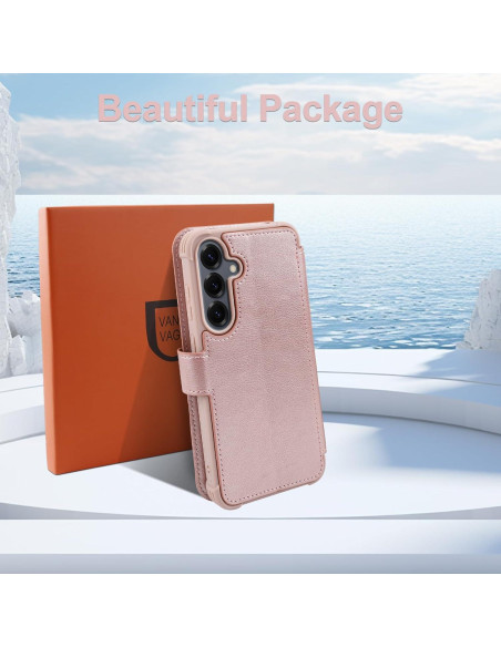 Funda billetera VANAVAGY para Samsung S25 6.2" Oro Rosa