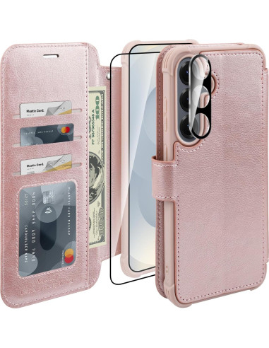 Funda billetera VANAVAGY para Samsung S25 6.2" Oro Rosa