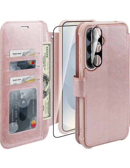 Funda billetera VANAVAGY para Samsung S25 6.2" Oro Rosa