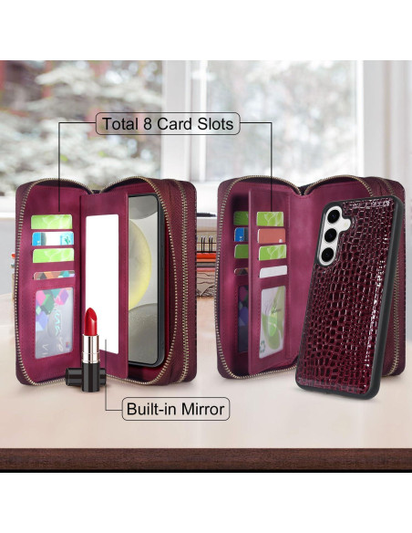 Funda Cartera Harryshell para Samsung Galaxy S25+ 6.7" Rojo Vino