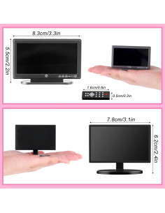 Juego de 2 Televisores Miniatura Casa de Muñecas Haomian 2