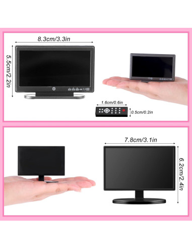 Juego de 2 Televisores Miniatura Casa de Muñecas Haomian