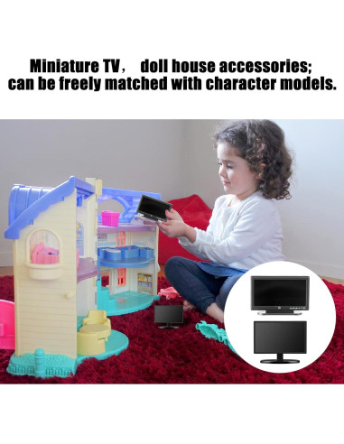 Juego de 2 Televisores Miniatura Casa de Muñecas Haomian