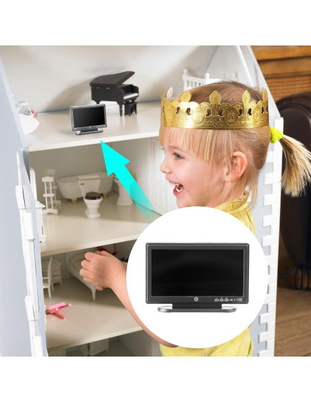 Juego de 2 Televisores Miniatura Casa de Muñecas Haomian