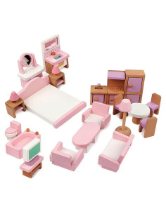 22 Piezas Muebles de Madera para Casa de Muñecas Lynkaye