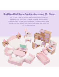 22 Piezas Muebles de Madera para Casa de Muñecas Lynkaye 2