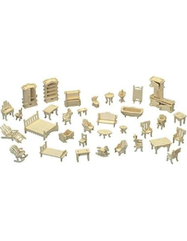 Casa de Muñecas de Madera 43 cm 2 Pisos NWFashion DIY