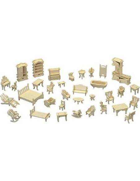 Casa de Muñecas de Madera 43 cm 2 Pisos NWFashion DIY