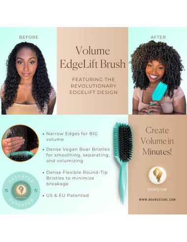 Cepillo Bounce Curl 5-en-1 Verde Azulado para Rizos y Volumen