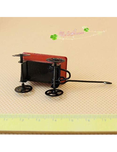 Carrito Rojo Pequeño de Metal 1/12 para Decoración Infantil
