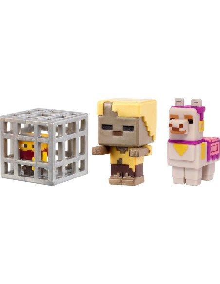 Paquete de 3 Mini Figuras Minecraft Mattel - Esqueleto, Golem y Jockey