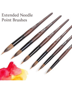 Juego de Pinceles de Acuarela Dainayw 6 Pcs Sable Detalle 2