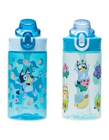 Botella de Agua Zak Designs Bluey 473ml con Popote y Asa