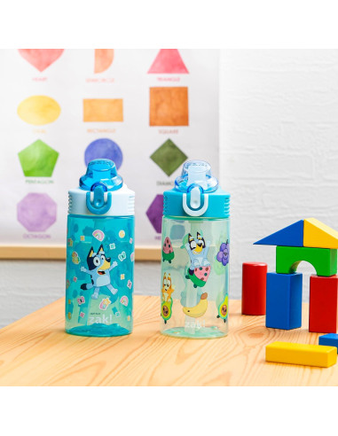 Botella de Agua Zak Designs Bluey 473ml con Popote y Asa