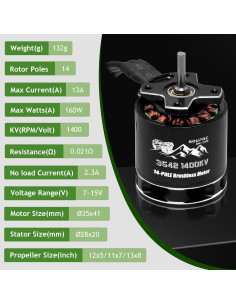 Controlador de Velocidad Eléctrico GOUPRC 80A y Motor S3542 1400KV 2