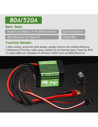 Controlador de Velocidad Eléctrico GOUPRC 80A y Motor S3542 1400KV