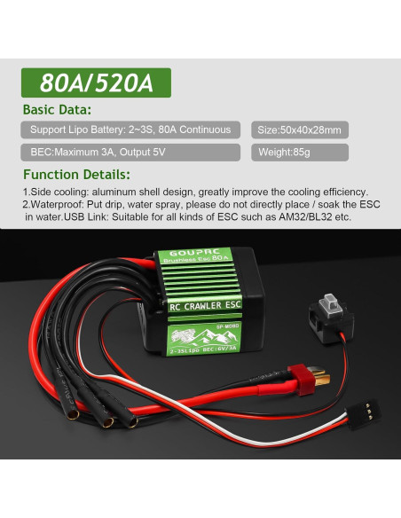 Controlador de Velocidad Eléctrico GOUPRC 80A y Motor S3542 1400KV
