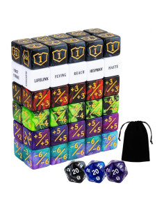 63 Piezas Contadores de Dados MTG LAMJAM Acrílico para Juegos