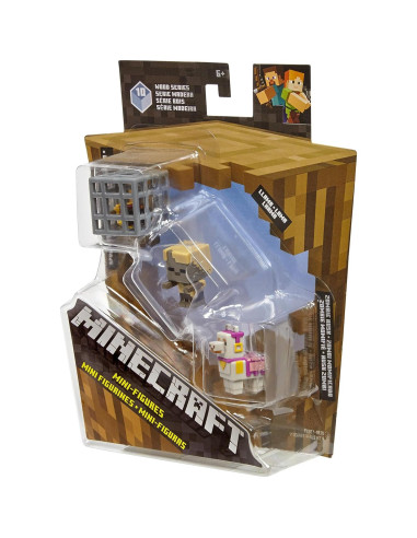 Paquete de 3 Mini Figuras Minecraft Mattel - Esqueleto, Golem y Jockey