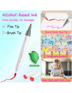 Marcadores de Alcohol Caliart 51 Colores Doble Punta Pincel 2