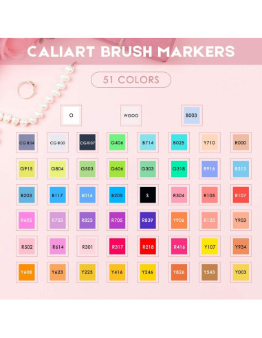 Marcadores de Alcohol Caliart 51 Colores Doble Punta Pincel