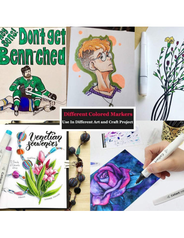 Marcadores de Alcohol Caliart 51 Colores Doble Punta Pincel