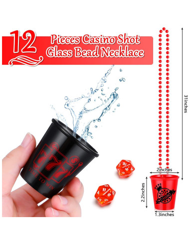 Collar de Vaso de Chupito Kingdder 12 Piezas Fiesta Casino