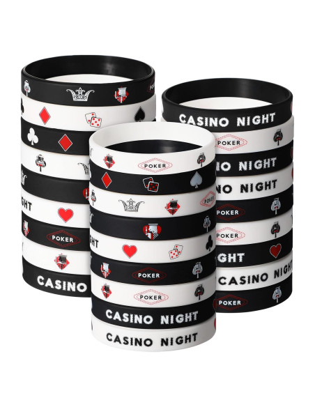 36 Pulseras de Silicona Temáticas de Casino Zhanmai para Fiesta
