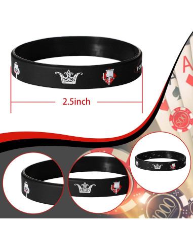 36 Pulseras de Silicona Temáticas de Casino Zhanmai para Fiesta