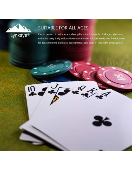 Juego de Fichas de Póker Lynkaye 100 Pcs Plástico con Caja