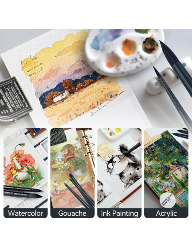 Set de 8 Pinceles Redondos TRANSON para Acuarela y Acrílico