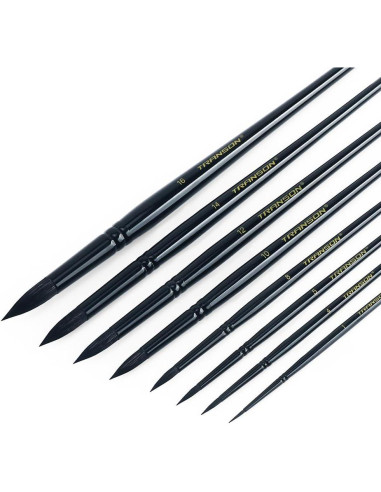 Set de 8 Pinceles Redondos TRANSON para Acuarela y Acrílico