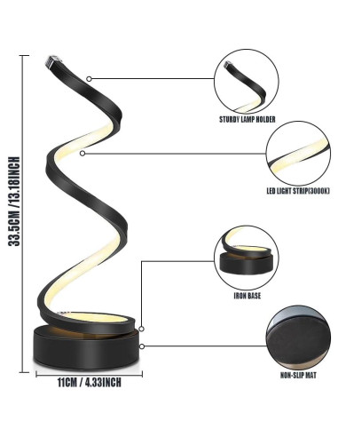 Lámpara de Mesa Regulable YLTLINK Negra 33.5cm Luz Cálida