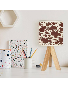 Lámpara de Mesa Tripode OEPWQIWEPZ de Piel de Vaca Marrón 2